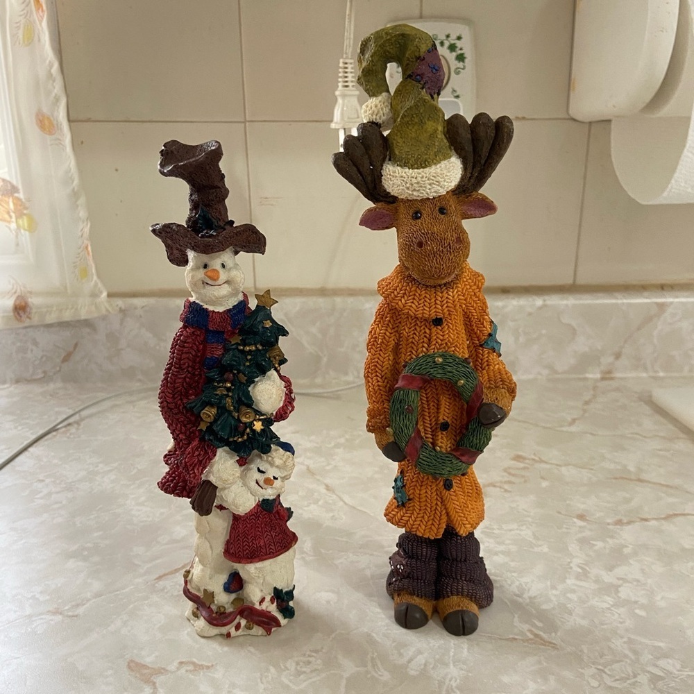 Two Christmas Animal Figurines